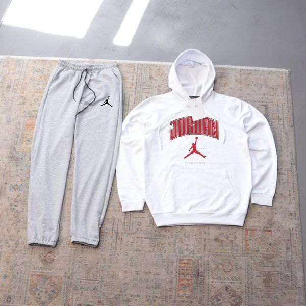 Мужской спортивный костюм Jordan черно-белый с капюшоном Комплект Худи Штаны Джордан Ads-401 фото
