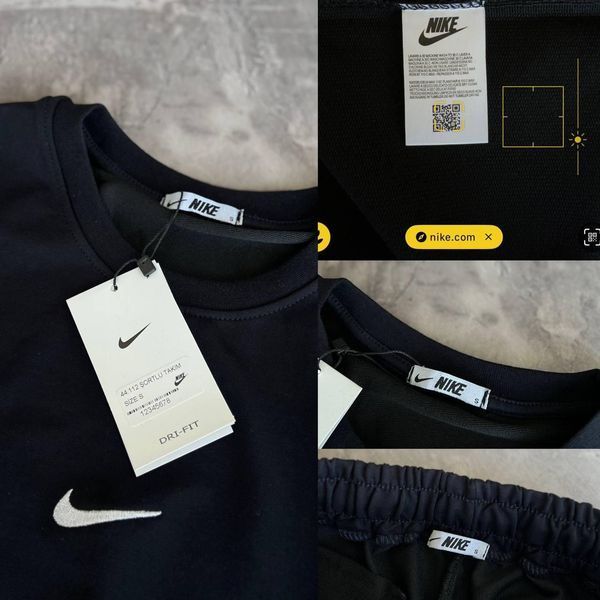 Мужской летний костюм Nike Футболка Шорты черный комплект Найк моло-34-301 фото