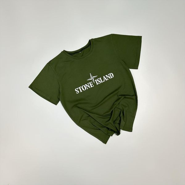 Чоловіча футболка Stone Island хакі бавовняна Теніска Стон Айленд Will-SS0030 фото