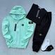 Мужской спортивный костюм Stone Island 3в1 с капюшоном мятный Набор Стон Айленд Костюм Футболка Хар-648 фото 2