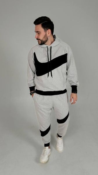 Мужской спортивный костюм Nike Big Swoosh черный Комплект Найк Худи Штаны Жилетка Pav-202 фото