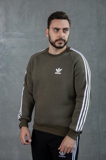 Мужской зимний свитшот Adidas хаки Хар-1085 фото