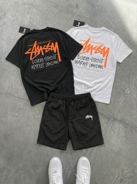Мужской летний костюм Stussy graffiti черный Ads-670 фото