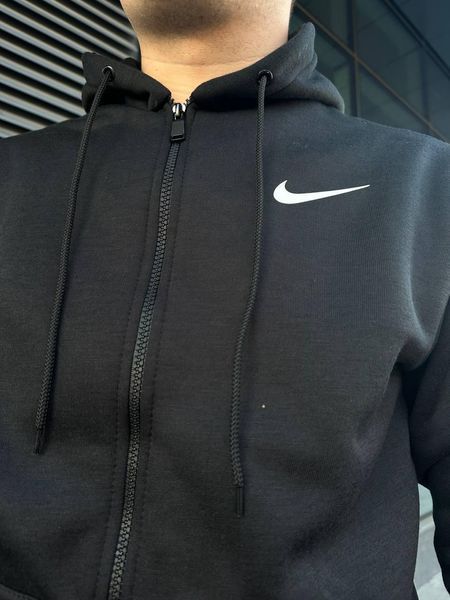 Мужской зимний спортивный костюм Nike черный Комплект Найк на змейке с капюшоном Мой-8 фото