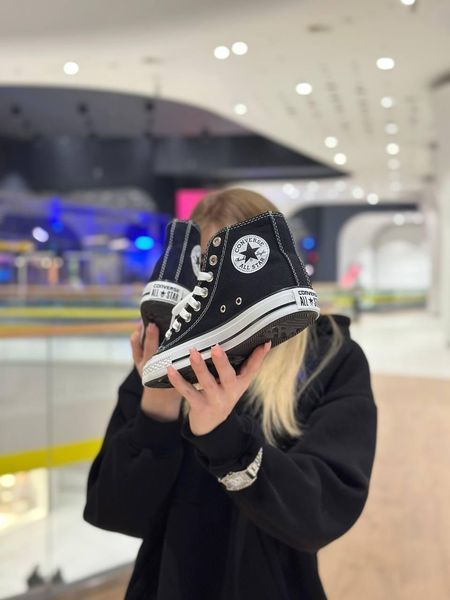 Мужские кеды Converse All Star высокие черные текстиль Кроссовки Конверсы Arm-KN1 (коп4) фото