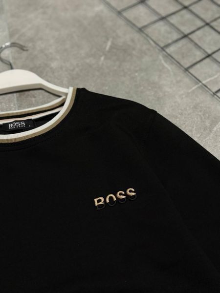 Чоловічий світшот Hugo Boss чорний Кофта Хьюго Босс без капюшона Моло-LC42 фото