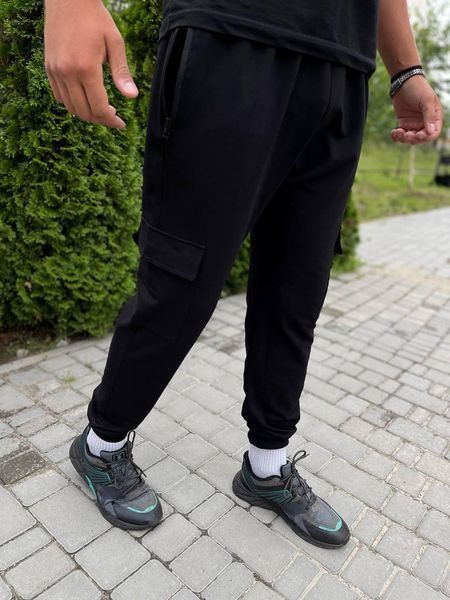 Мужские спортивные штаны Stone Island Карго черные с патчем Брюки Стон Айленд на резинке Хар-410 фото