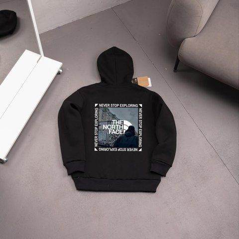 Мужское зимнее худи The North Face с капюшоном черное Толстовка ТНФ Ads-480 фото
