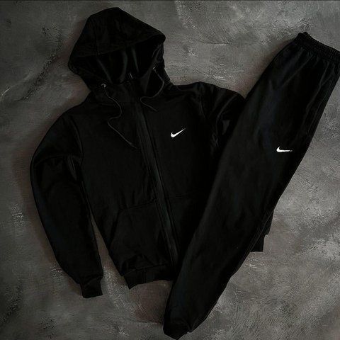 Мужской спортивный костюм Nike на молнии черный Комплект Найк Толстовка Штаны Мой-14 9 фото