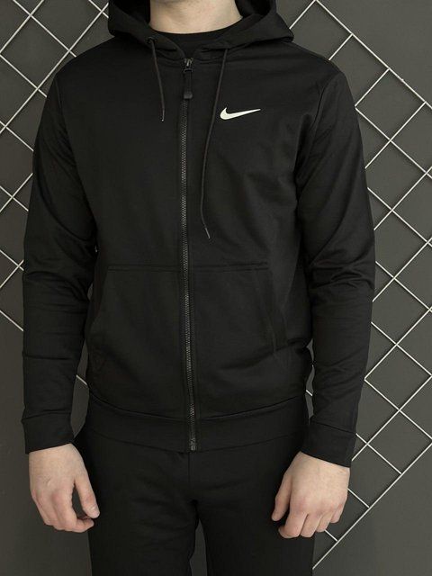 Мужская толстовка Nike на молнии черная Кофта с капюшоном однотонная Rap-RD097 фото