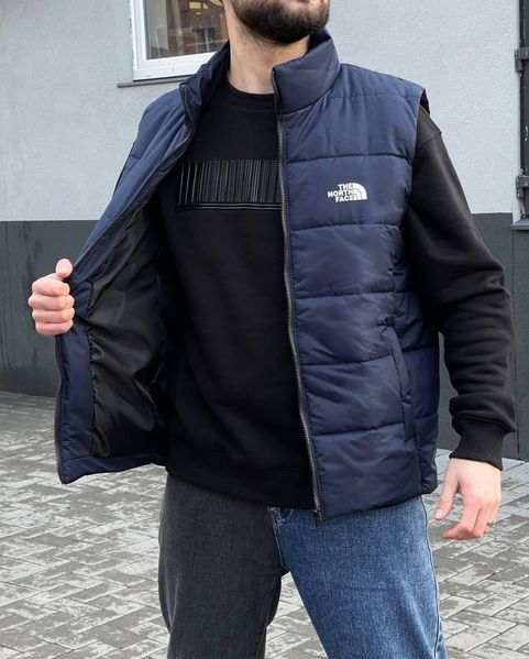 Мужская жилетка The North Face без капюшона синяя Безрукавка ТНФ из плащевки univer-92 фото