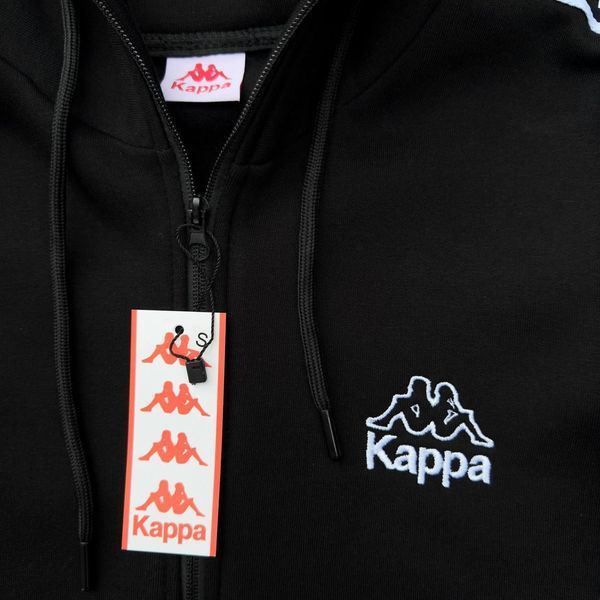 Чоловічий спортивний костюм зимовий Kappa Lampas чорний Комплект Каппа з капюшоном Хар-507 фото