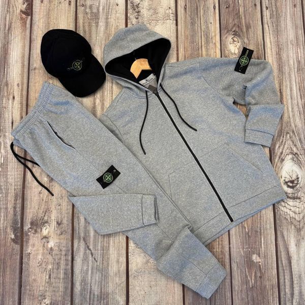 Мужской зимний спортивный костюм Stone Island черный Комплект Стон Айленд с капюшоном Sta-188 фото