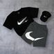 Чоловічий літній костюм Nike Футболка Шорти Кепка чорний з сірим Комплект Найк Will-N0103 фото 5