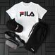Мужской летний костюм Fila Футболка Шорты Кепка Барсетка черно-белый комплект Фила Ow-163 фото 1