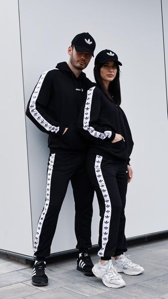 Чоловічий спортивний костюм Adidas Lampas чорний Комплект Адідас з лампасами Wil-40 фото