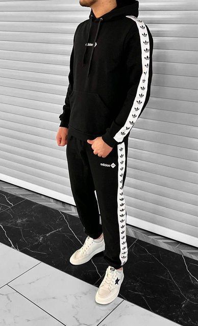 Мужской спортивный костюм Adidas Lampas черный Комплект Адидас с лампасами Wil-40 фото