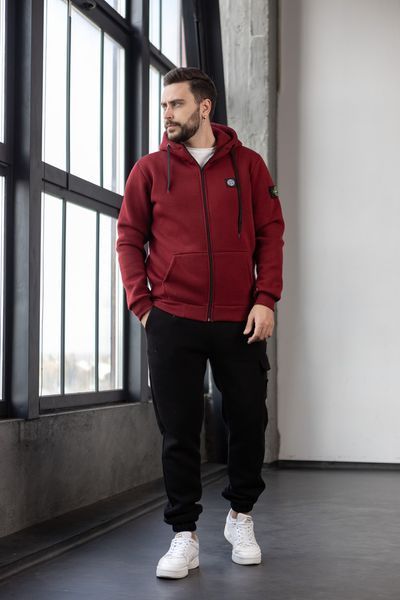 Мужской зимний спортивный костюм Stone Island бордовый Комплект Стон Айленд Хар-336 фото