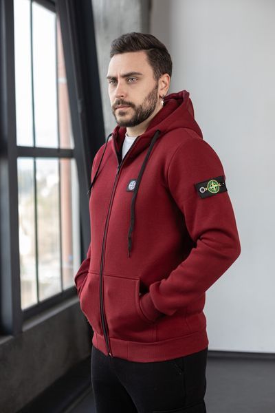 Мужской зимний спортивный костюм Stone Island бордовый Комплект Стон Айленд Хар-336 фото