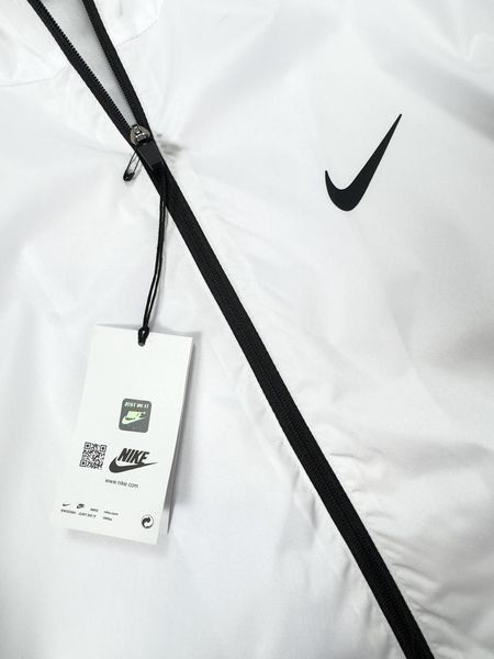 Мужская ветровка Nike белая с черным Куртка Найк легкая с капюшоном Хар-529 фото
