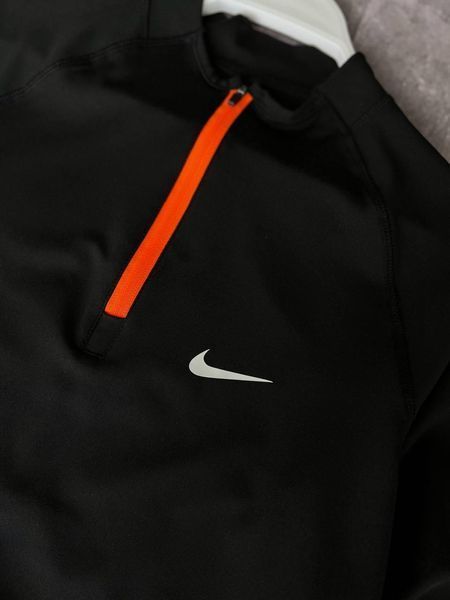 Чоловічий спортивний рашгард Nike на змійці чорний Кофта Найк для спорту Моло-GH403 фото