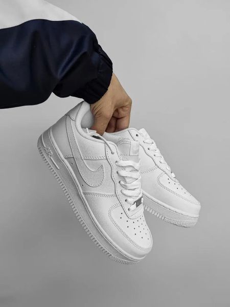 Мужские кроссовки Nike Air Force Low White белые Найк Аир Форс кожаные Скр-N084403-ТА (коп1) фото