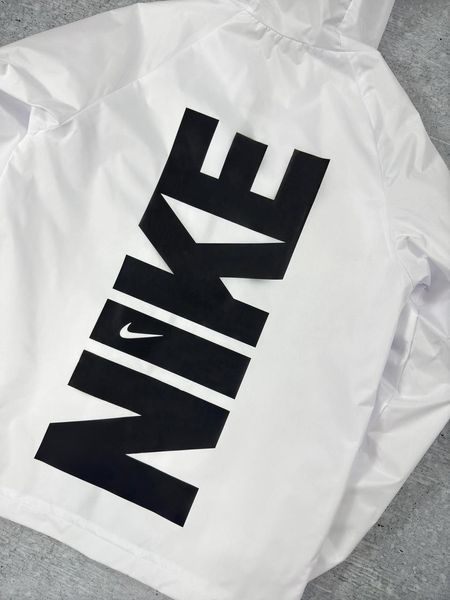 Мужская ветровка Nike белая с черным Куртка Найк легкая с капюшоном Хар-529 фото