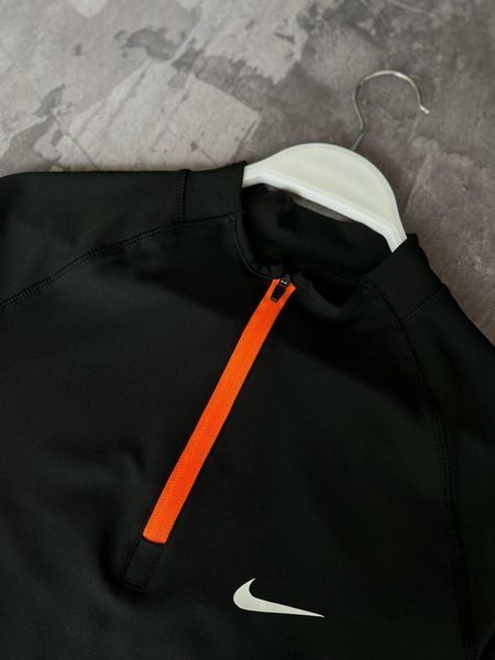 Чоловічий спортивний рашгард Nike на змійці чорний Кофта Найк для спорту Моло-GH403 фото