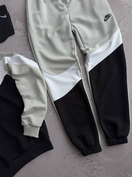 Чоловічий спортивний оверсайз костюм Nike Big Swoosh сірий Комплект Найк Біг Свуш Худі Штани Хар-587 фото