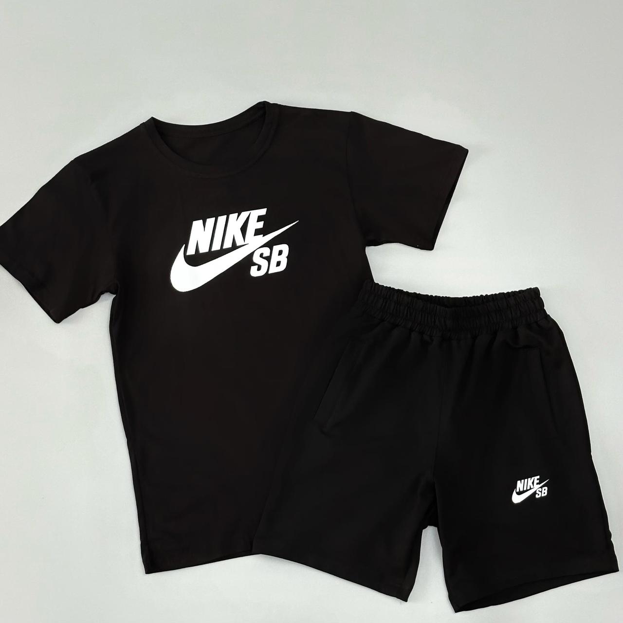 Мужской летний костюм Nike SB Футболка Шорты черный комплект Найк