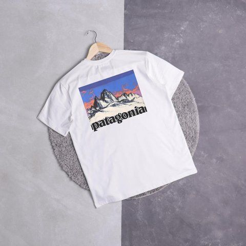 Чоловіча футболка Patagonia біла бавовняна Теніска Патагонія Ads-331 фото