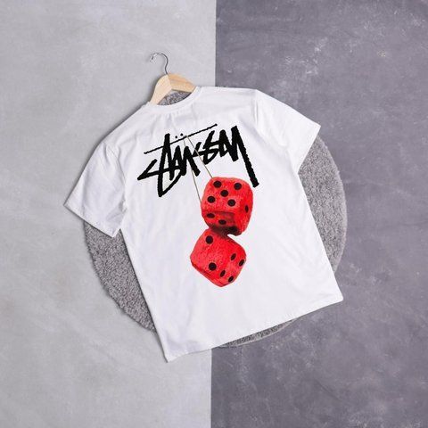 Чоловіча футболка Stussy біла бавовняна Теніска Стуссі Ads-215 фото