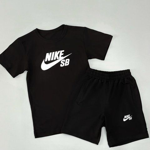 Мужской летний костюм Nike SB Футболка Шорты черный комплект Найк Will-N0010 фото