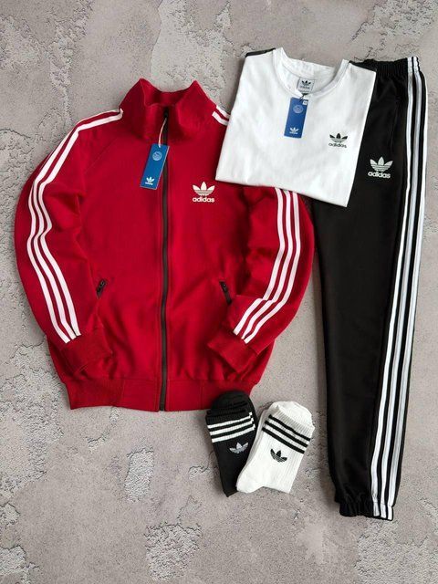 Чоловічий спортивний костюм Adidas червоний Хар-871 фото