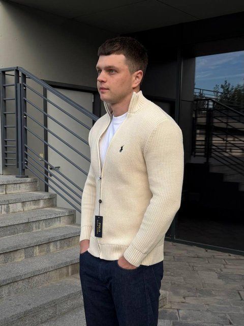 Чоловічий кардиган Polo Ralph Lauren бежевий Hub-207 фото