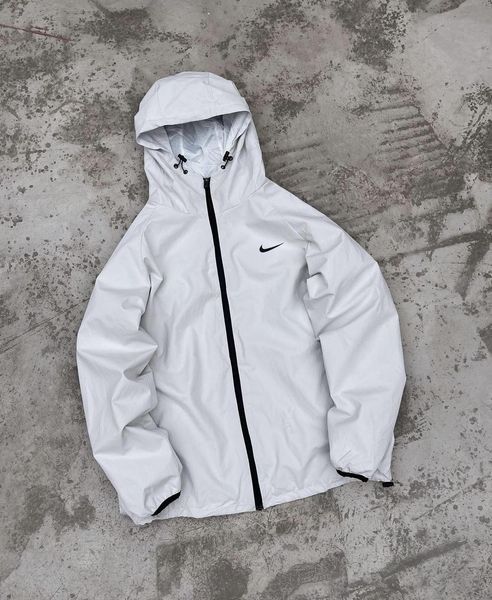 Мужская ветровка Nike белая с черным Куртка Найк легкая с капюшоном Хар-529 фото