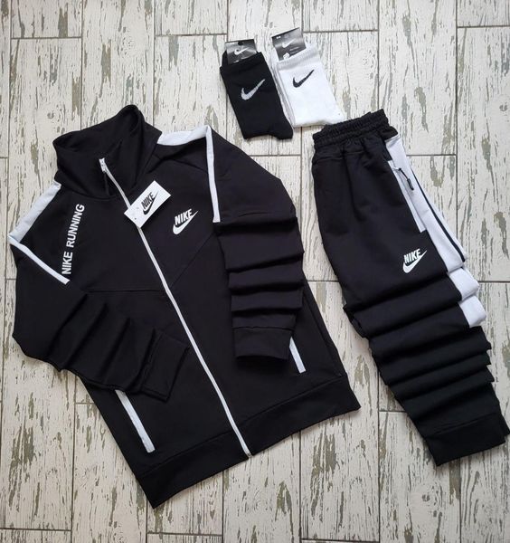 Чоловічий спортивний костюм Nike без капюшона чорний Комплект Найк Світшот Штани Seas-14 фото