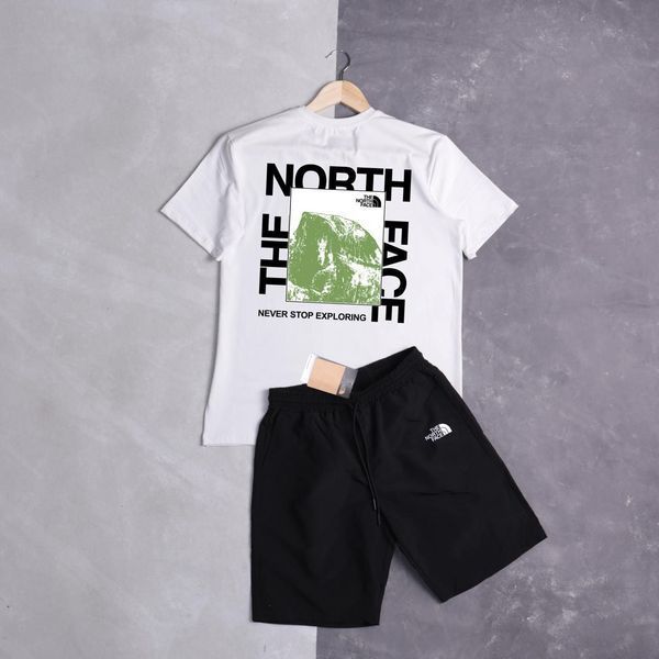 Чоловічий літній костюм The North Face Футболка Шорти білий комплект ТНФ Ads-283 фото