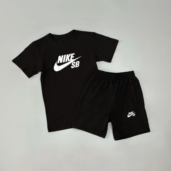 Чоловічий літній костюм Nike SB Футболка Шорти чорний комплект Найк Will-N0010 фото