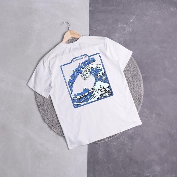 Чоловіча футболка Patagonia біла бавовняна Теніска Патагонія Ads-331 фото