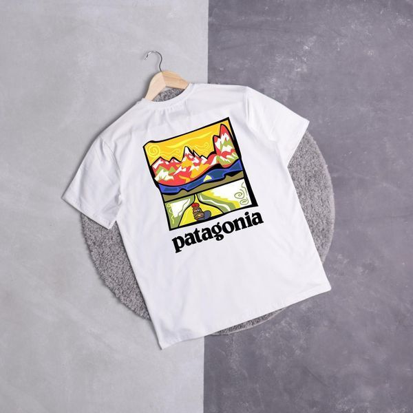 Чоловіча футболка Patagonia біла бавовняна Теніска Патагонія Ads-331 фото