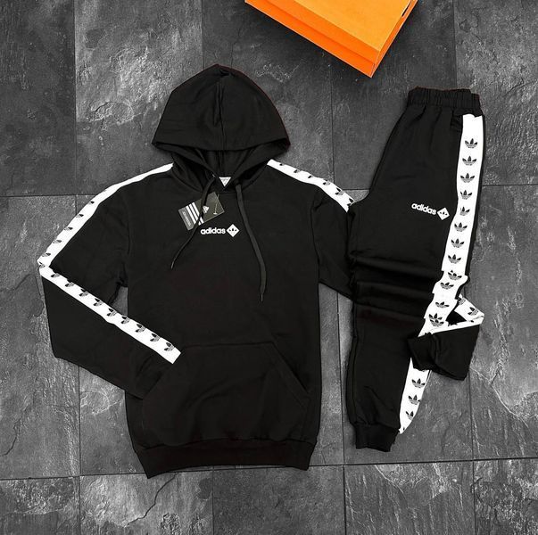 Чоловічий спортивний костюм Adidas Lampas чорний Комплект Адідас з лампасами Wil-40 фото
