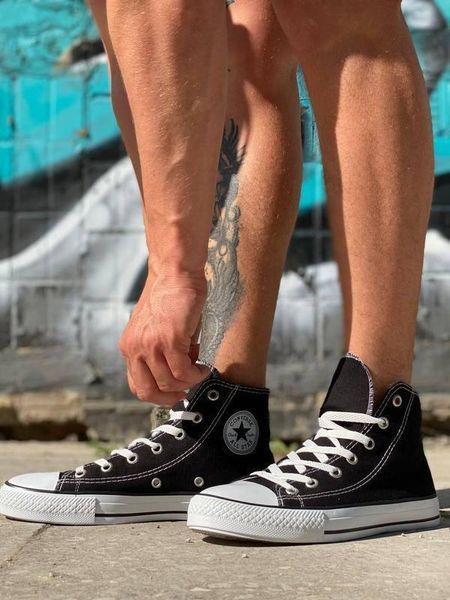 Женские кеды Converse All Star высокие черные текстиль Кроссовки Конверсы Arm-KN1 (коп2) фото