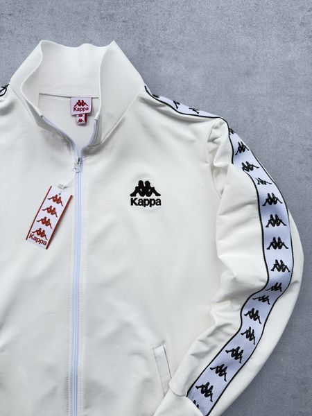 Чоловіча кофта Kappa без капюшона біла Олімпійка Каппа з лампасами Хар-654 фото