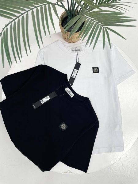 Чоловічі футболки Stone Island чорна бавовняна Стон Айленд Гла-214 фото