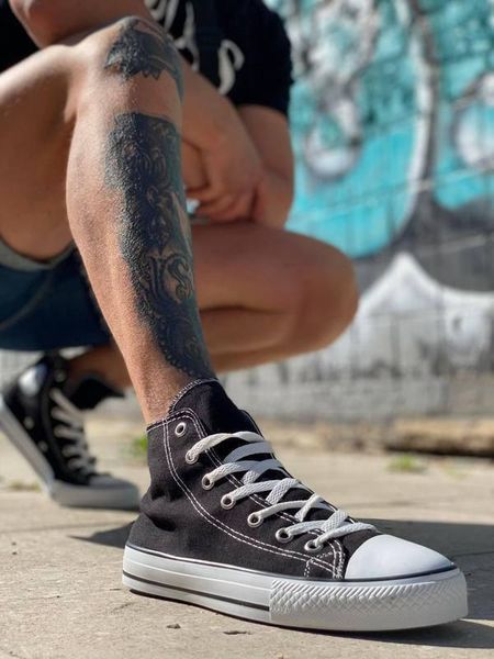 Женские кеды Converse All Star высокие черные текстиль Кроссовки Конверсы Arm-KN1 (коп2) фото