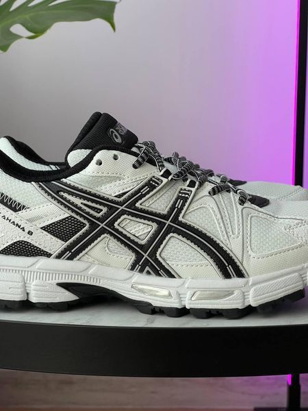 Чоловічі кросівки Asics Gel-Kahana 8 текстильні зі шкіряними вставками біло-чорні Асікс Гель Кахана Las-1025 фото
