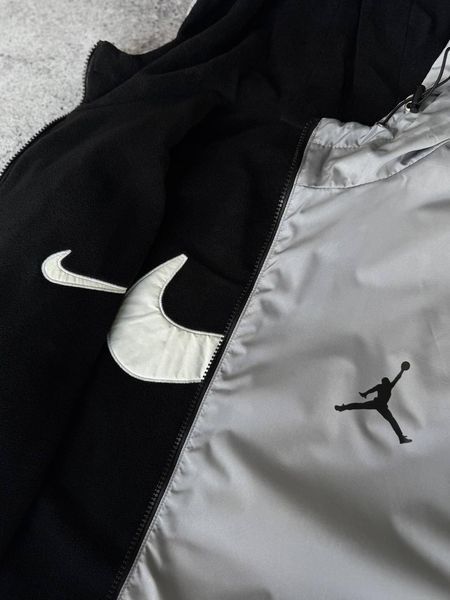 Чоловіча зимова двостороння куртка Nike чорно-сіра Пуховик Найк Моло-JORD152 фото