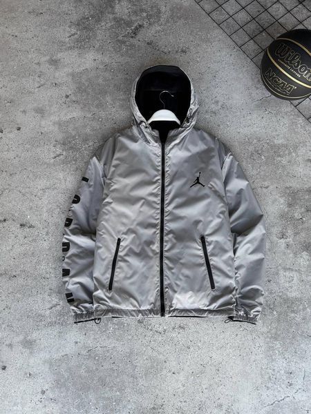 Чоловіча зимова двостороння куртка Nike чорно-сіра Пуховик Найк Моло-JORD152 фото