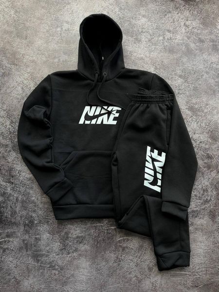 Мужской зимний спортивный костюм Nike черный Комплект Найк Худи Штаны с капюшоном Pav-37 фото